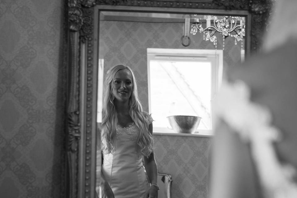 Bride and mirror