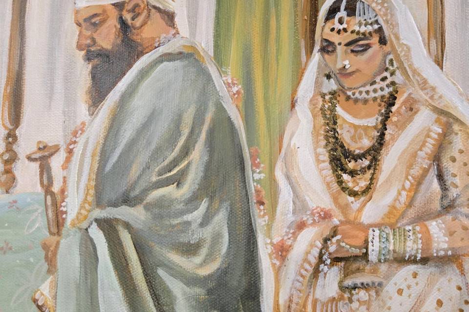 Live wedding painting.