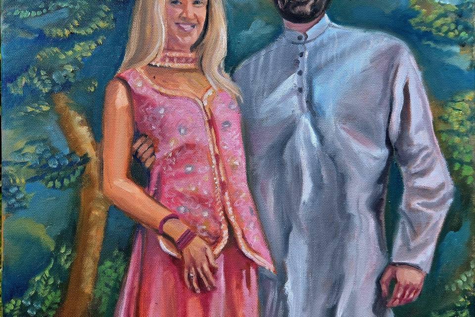 Engagement oil painting.