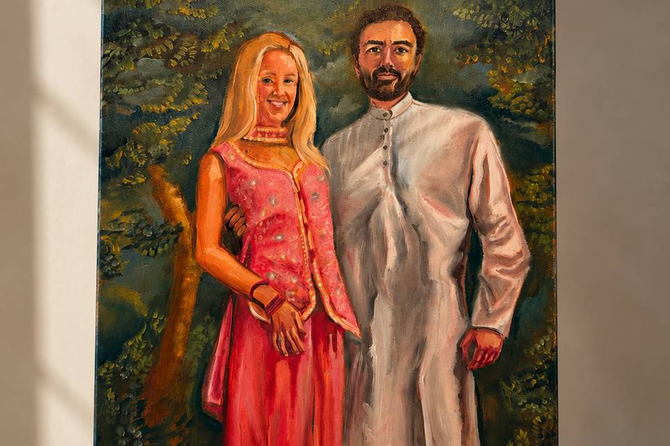 Engagement portrait in oil.