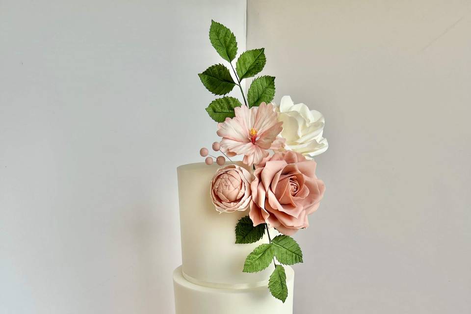 Pink wedding cake