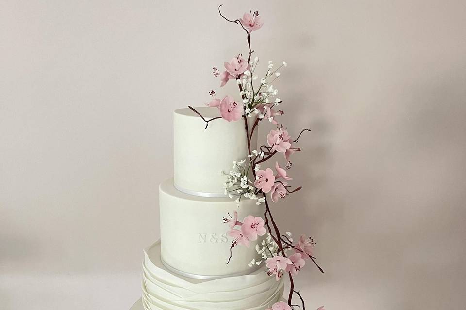 Cherry blossom wedding cake