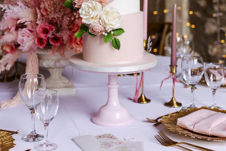 Pink wedding cake