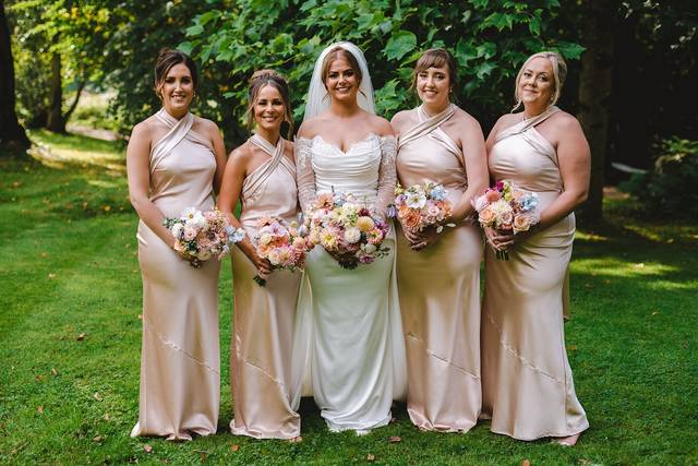 Colourful bridesmaid bouquets