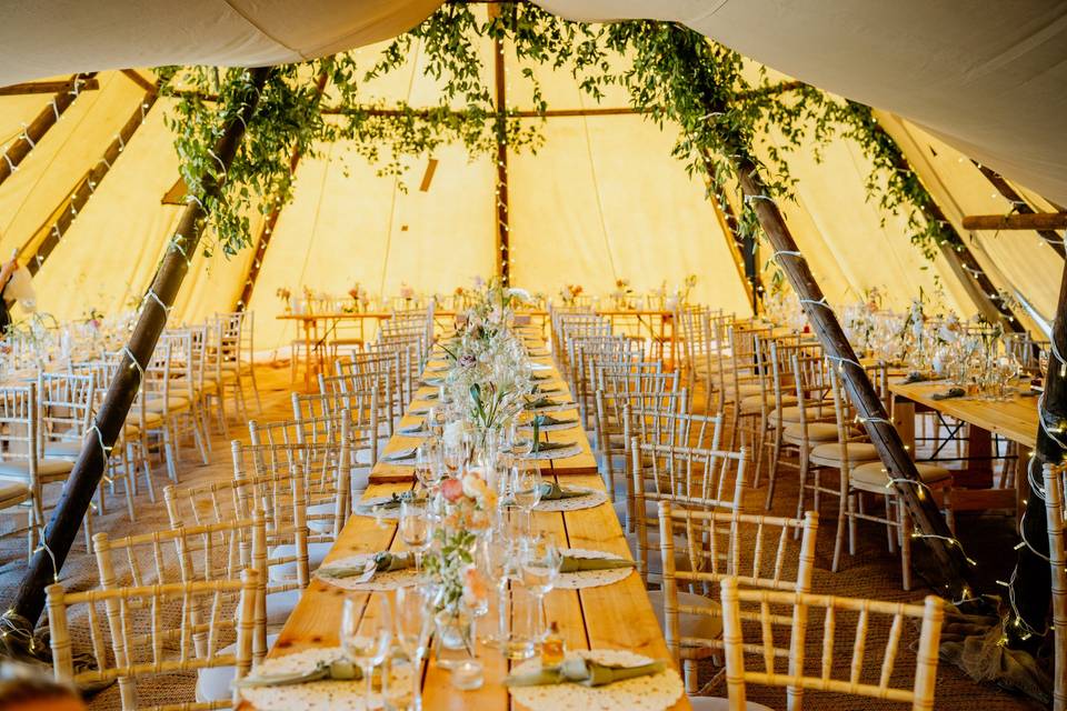 Statement florals tipi wedding