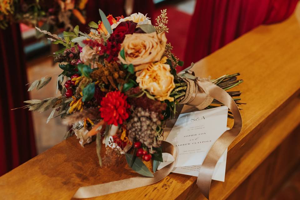 Seasonal bridal bouquet