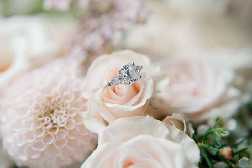 Wedding ring in flowers
