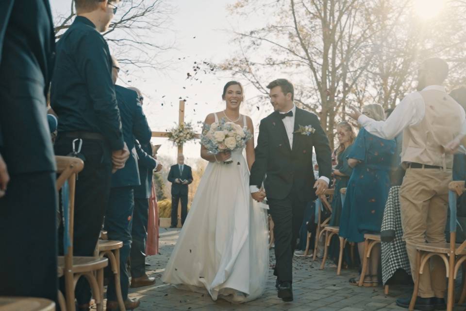 Newlyweds walking