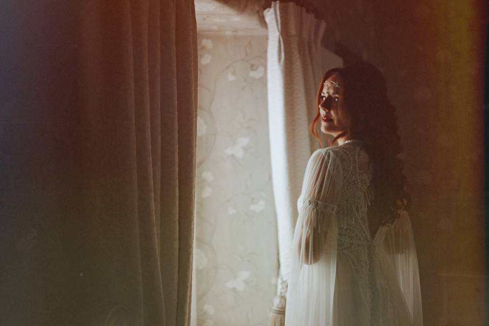 Bride in window