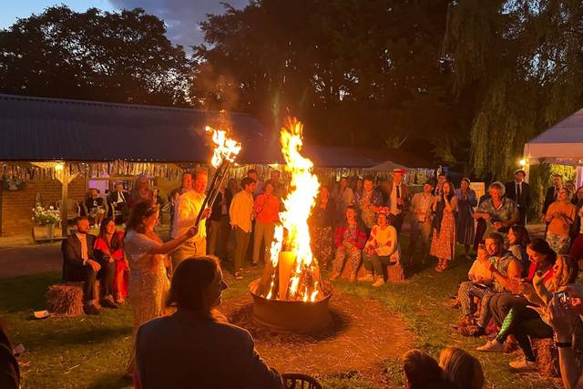 Gathered around the firepit