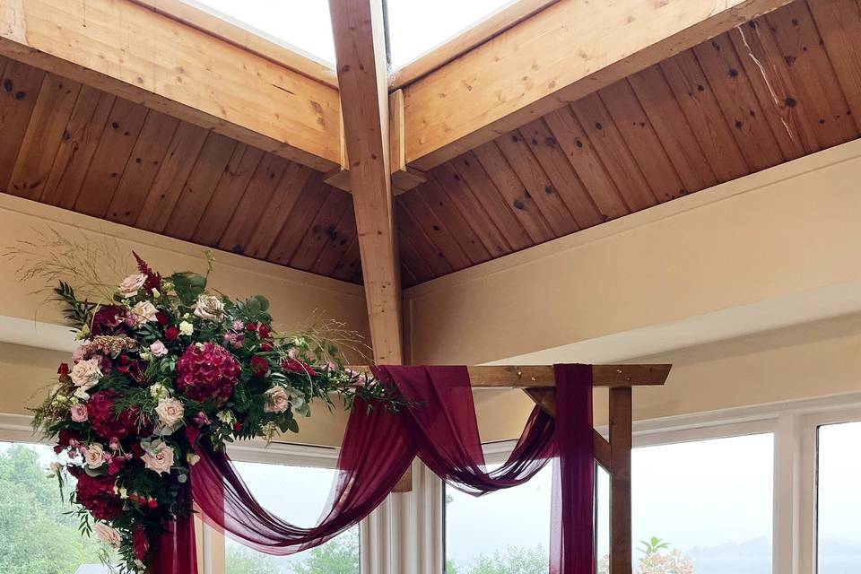 Wooden arch with draping