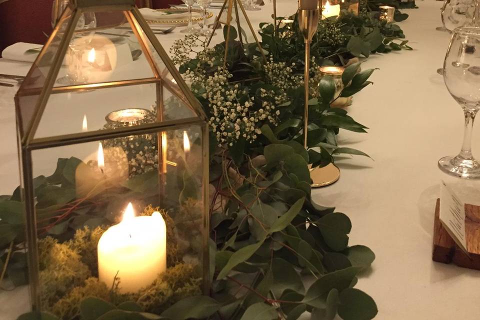 Greenery and candles