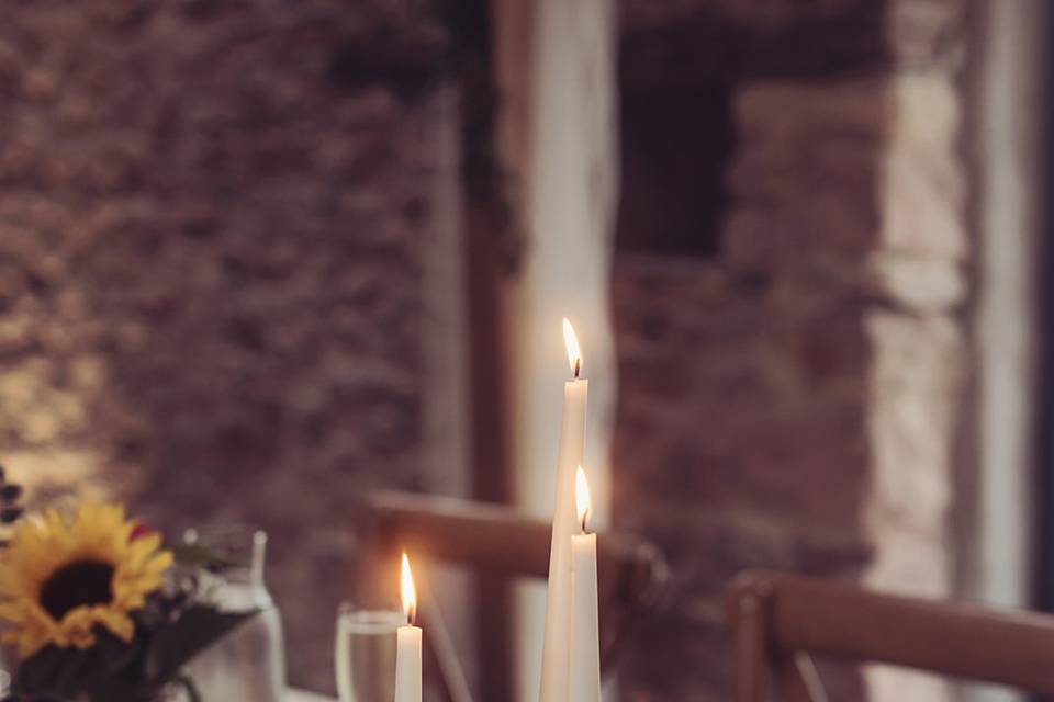 Amber glass candle holders