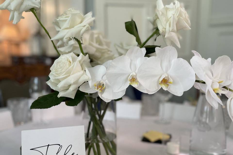 Simple roses and orchid vases