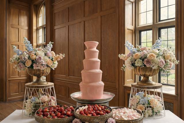 Coloured chocolate fountain