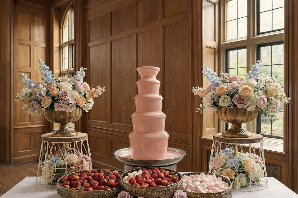 Coloured chocolate fountain