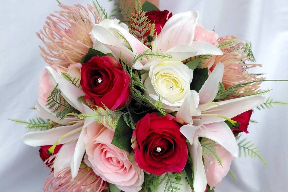 Silk rose and lilly bouquet