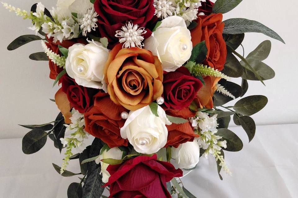 Autumn cascade bouquet with pe