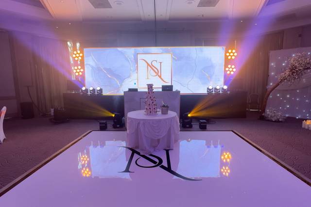 Purple-glowing event stage