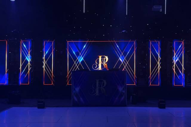 Blue-gold LED stage backdrop