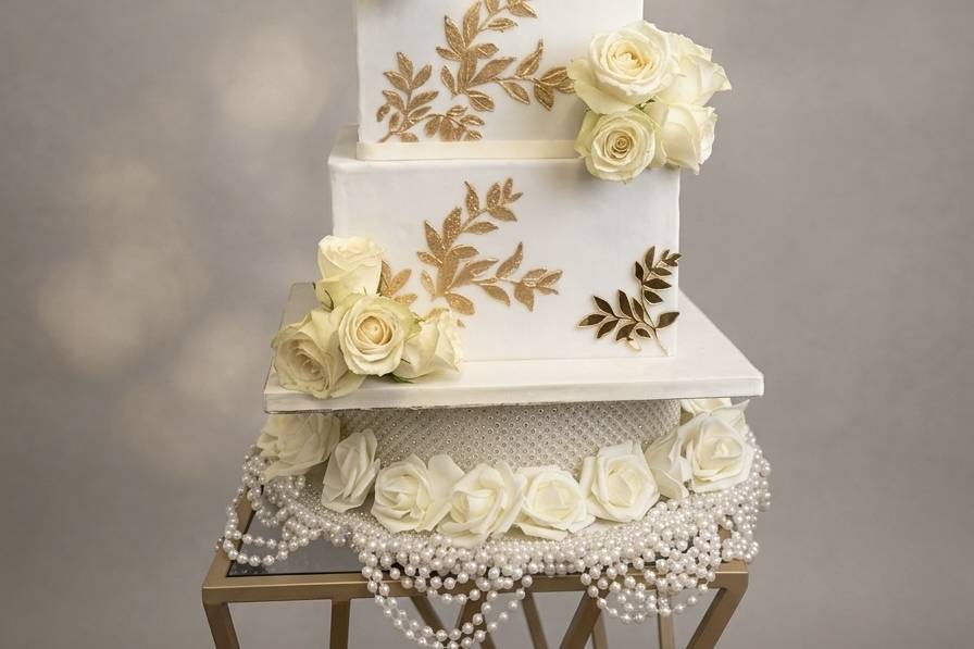 3-tier square fondant cake