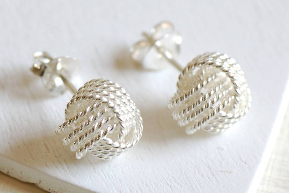 Silver knot earrings