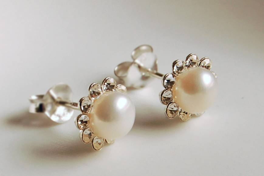 Diamante and pearl earrings