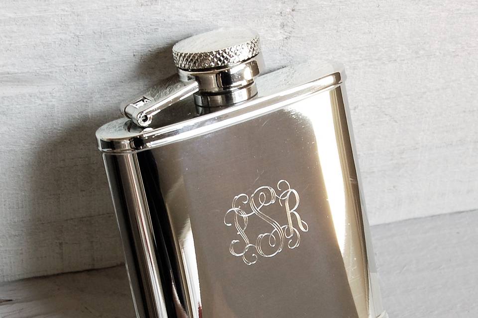 Monogram hip flask