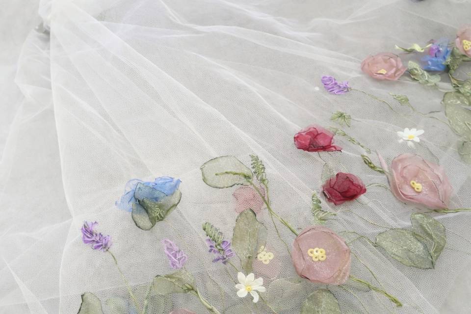 Custom floating flower veils