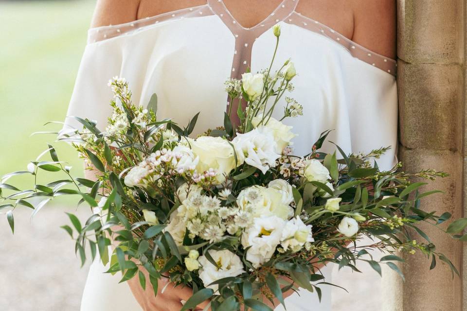 Posing with the bouquet