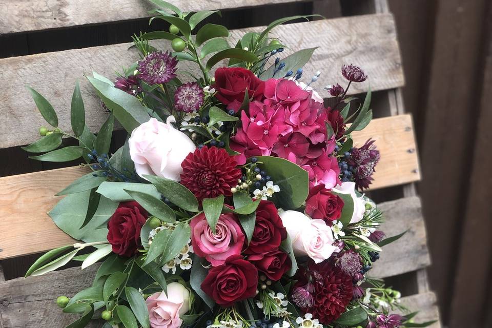 Burgundy shower bouquet