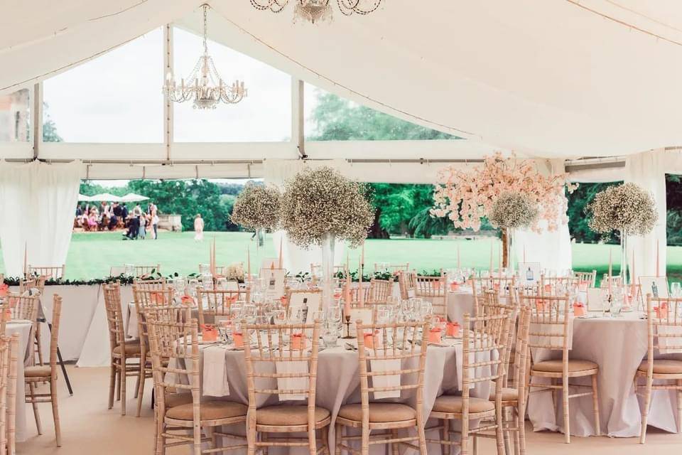 Gypsophila and blush reception