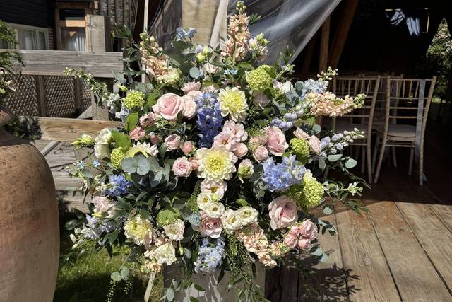 Rustic pastels milk churn