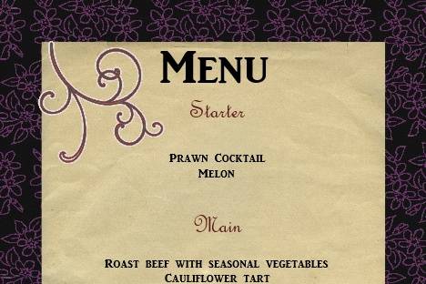 Menu purple flowers