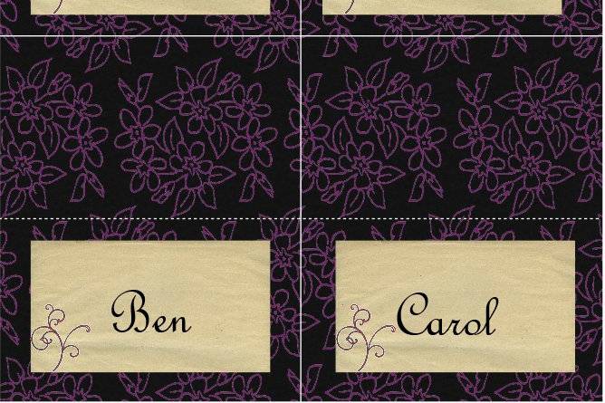 Placecards purple flowers