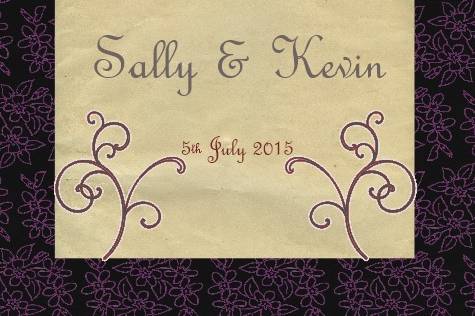 Wedding invite purple flowers