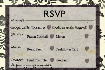 Rsvp menu black & purle