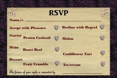 Rsvp menu purple flowers