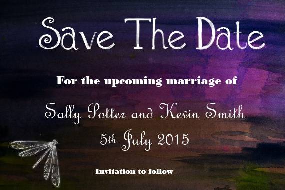 Save the date dragonfly