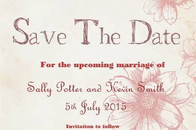 Save the Date Pink Flowers