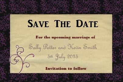 Save the date purple flowers