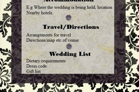 Wedding info black & purple