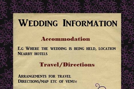 Wedding info purple flowers