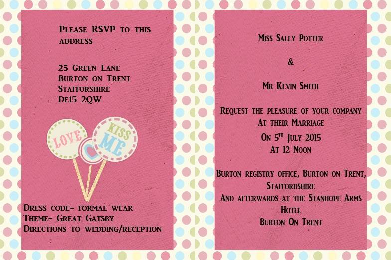 Wedding invite candy