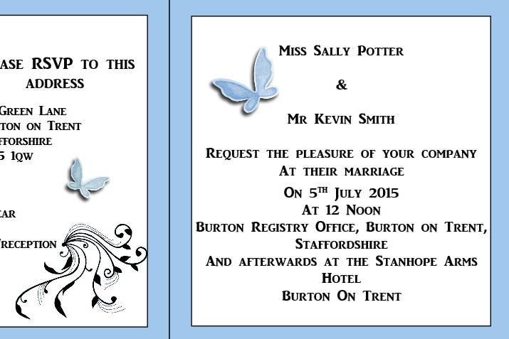 Wedding invite butterflies