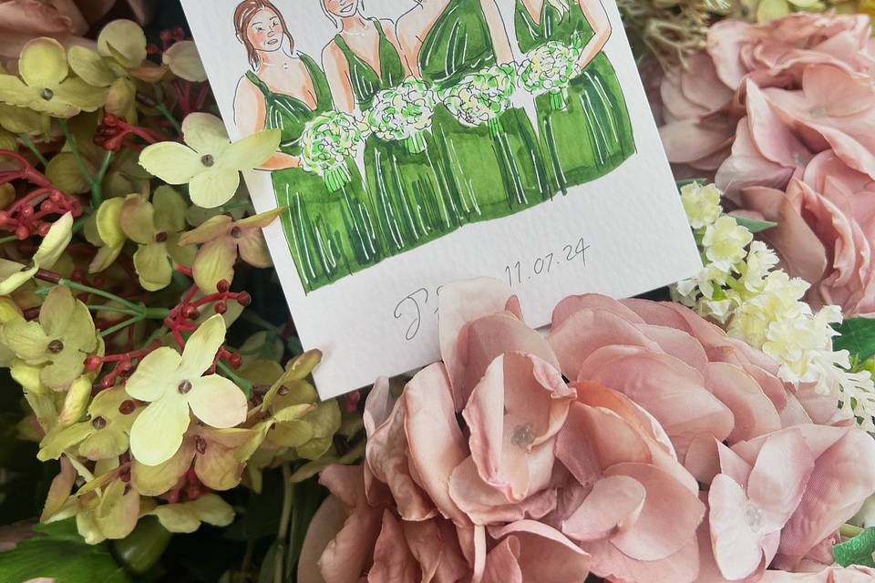 Bridesmaid live illustration