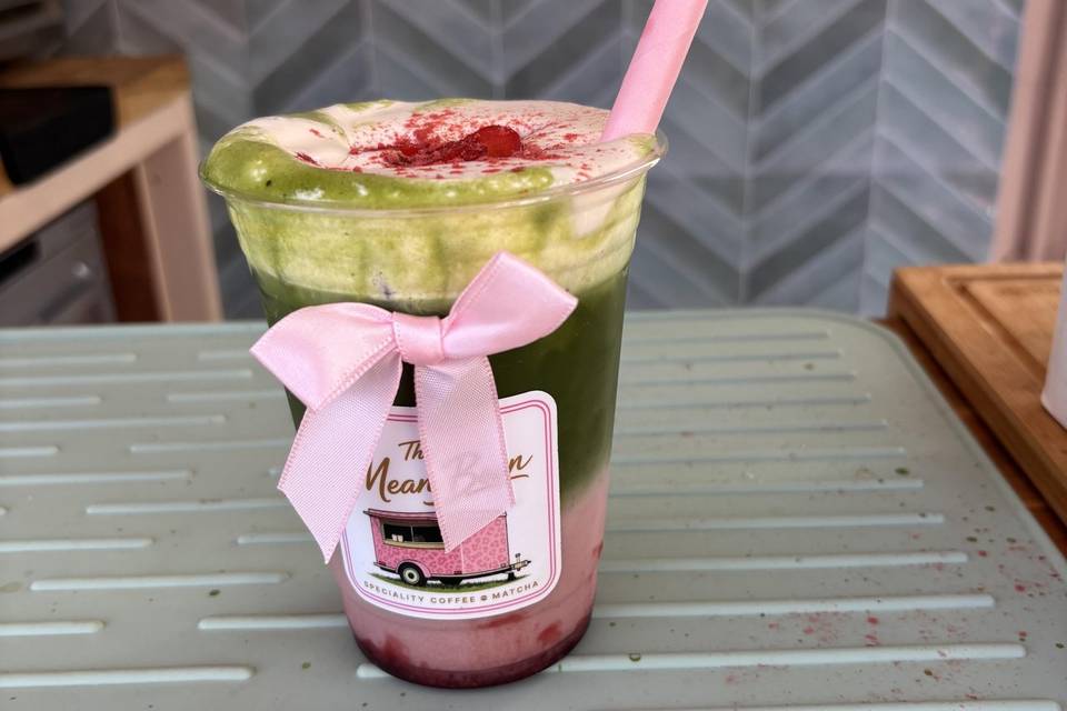 Fresh Strawberry Matcha Latte