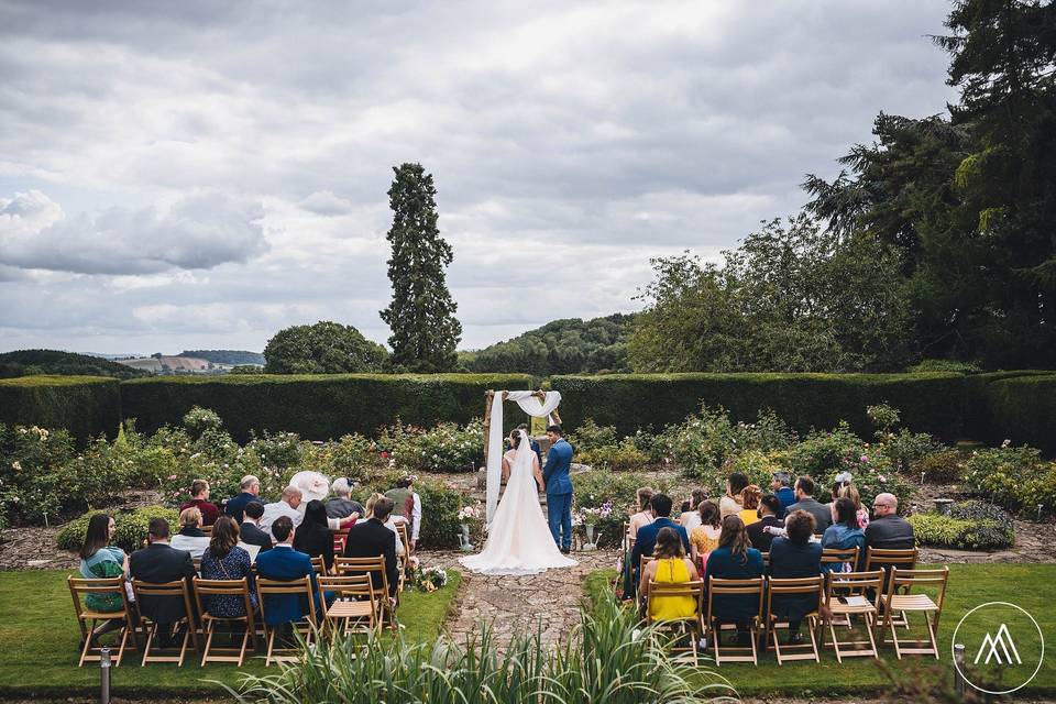 Ceremony in rose garden