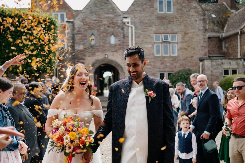 Confetti in the courtyard