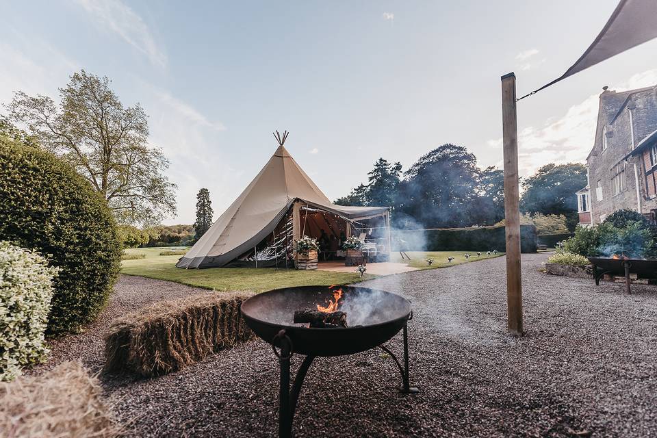 Tipi and firepit